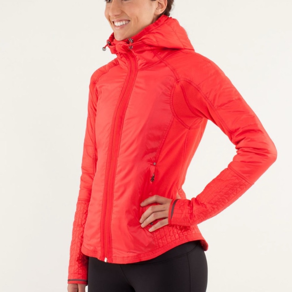 lululemon athletica Women’s Red Hooded Lightweight Jacket